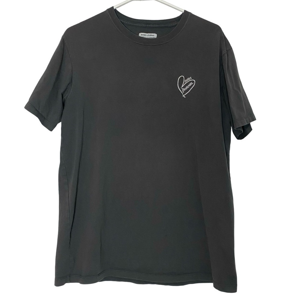 Banks Journal Tshirt Mens Size Medium Organic Cotton Grey Short Sleeve Crewneck